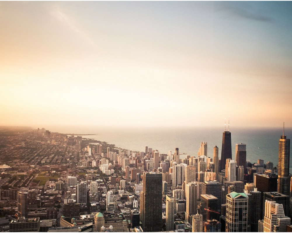 Chicago skyline, looking toward the lake